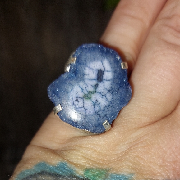 Blue Solar Quartz Ring  💙 Size 5.5 - Picture 2 of 7